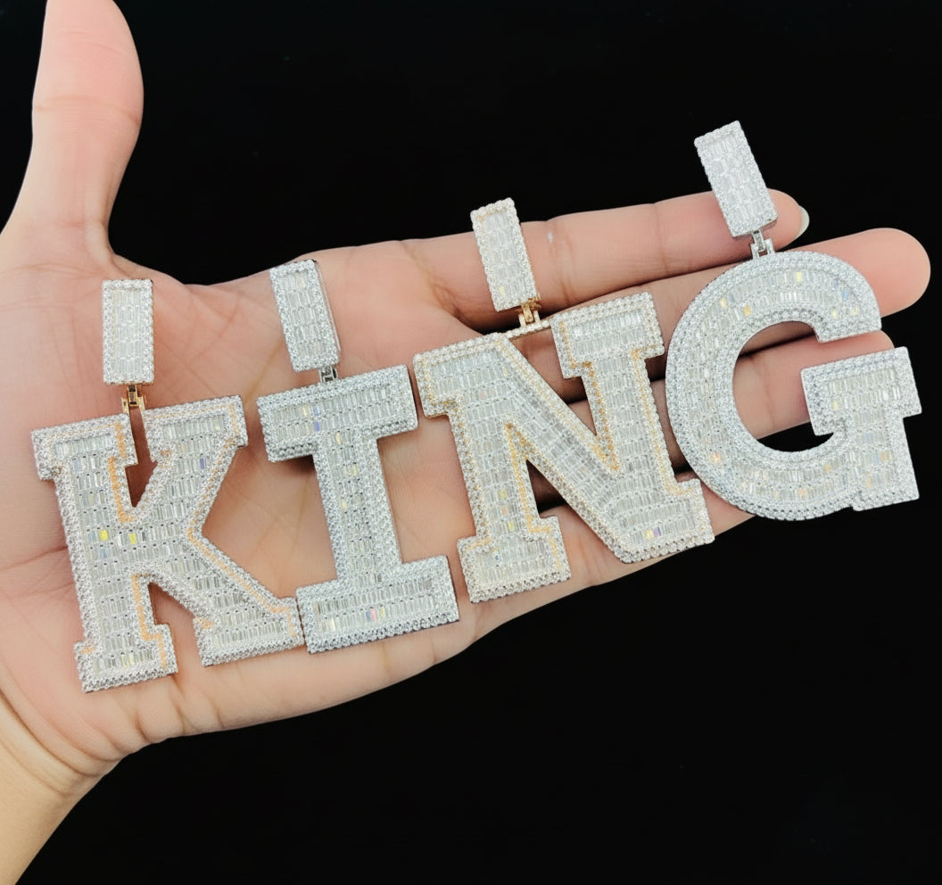 Emerald Moissante Initial Pendants