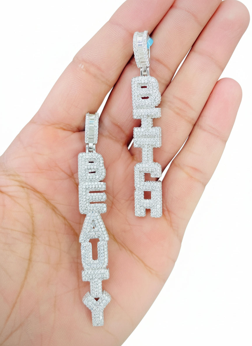 Silver Moissanite Pandents Beauty Bitch White