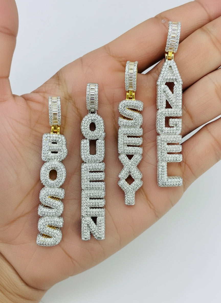 Pendants Alphabets  A to Z Silver & Mossinate