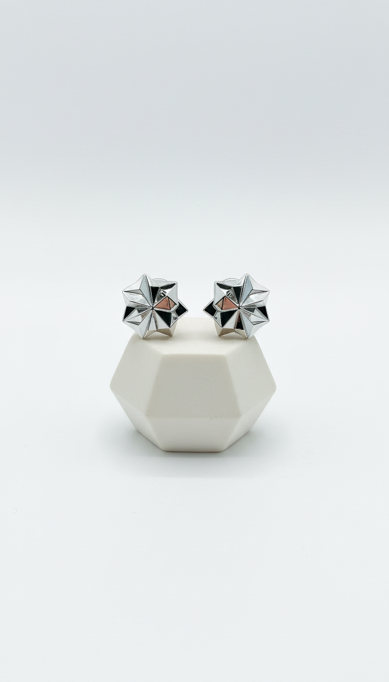 Platinum Geometric Stud Earrings
