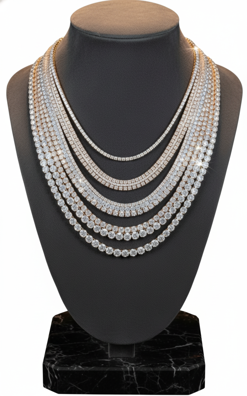 tenis braclet silver & mosisinate  